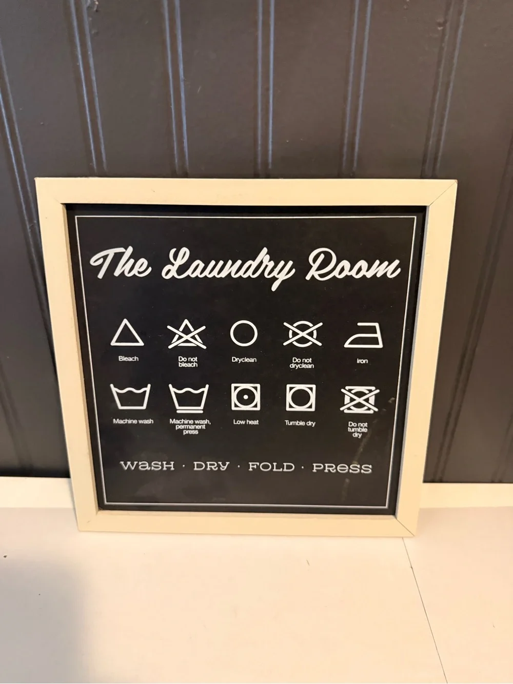 The Laundry Room Framed Sign - Black and Cream Frame